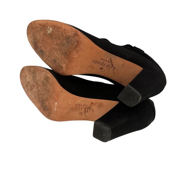 Kate Spade Black Leather Suede Bow Cuff Booties Size 9 - Picture 6 of 7